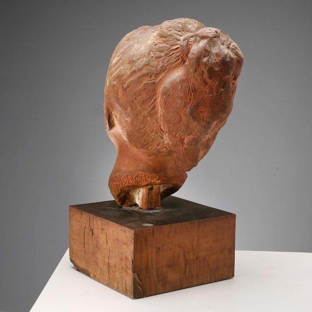 Terracotta Head of Girl by Mario Bertozzi For Sale - Image 6 of 13