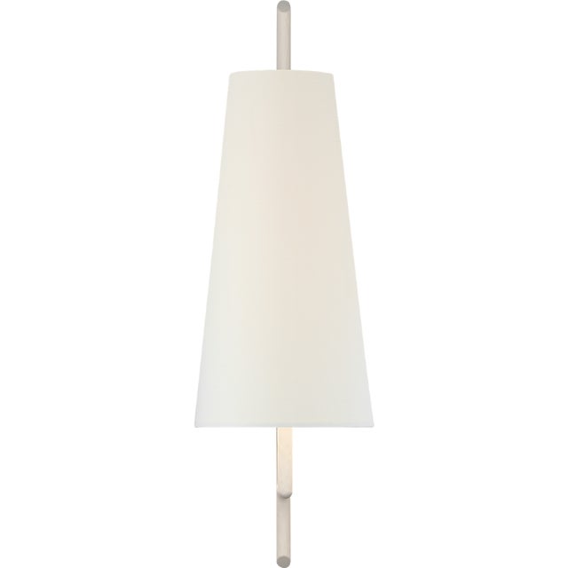 Ashton Large Single Sculpted Sconce in Plaster White with Linen Shade Designer: Chapman & Myers Finish: Plaster White...