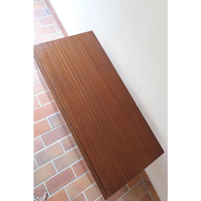 Brown Teak Chest of 3 Drawers on Black Metal Base, 1960s For Sale - Image 8 of 12