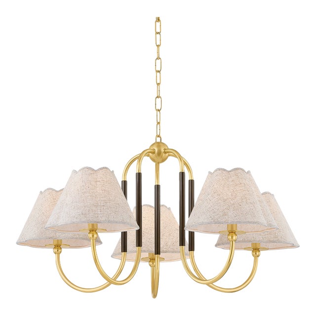 Mitzi Janie 33 in. 5 Light Chandelier in Aged Brass and True Bronze Finish For Sale