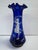 Victorian Vintage Mary Gregory Style Cobalt Blue Glass Vase With Ruffled Rim For Sale - Image 3 of 12