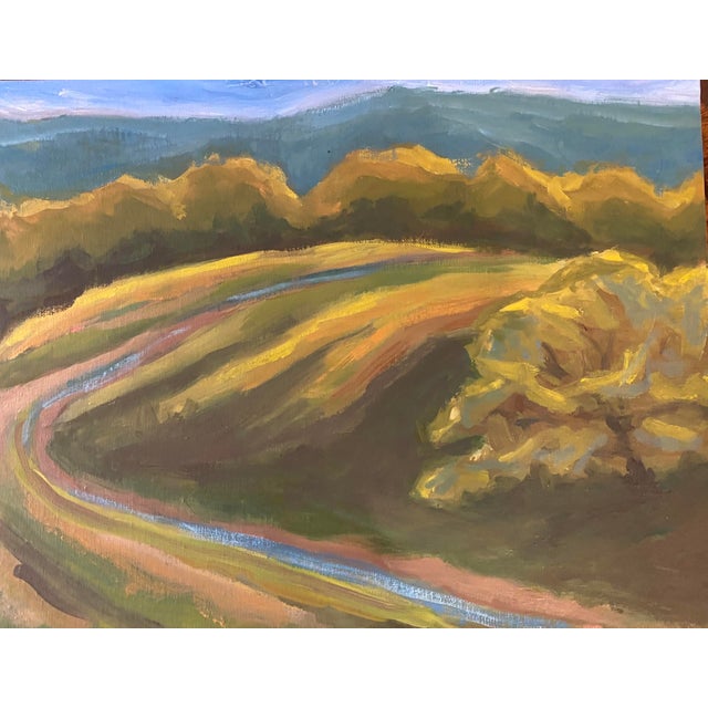 Contemporary Contemporary Landscape Oil Painting "Road and Fields at Ft. Lewis" For Sale - Image 3 of 3