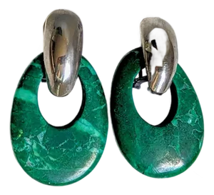 70s Malachite Dangle Pierced Earrings
