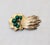 Vintage Signed Ledo 1961 Goldtone Faux-Jade Cabochon & Clear Rhinestone Comet Brooch For Sale - Image 4 of 8