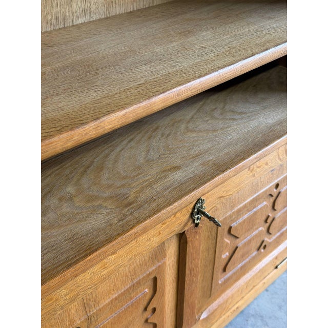 In Style of Henning Kjærnulf Oak Bookcase Cabinet Hutch Drop Front Desk Denmark 1960s For Sale In Los Angeles - Image 6 of 10