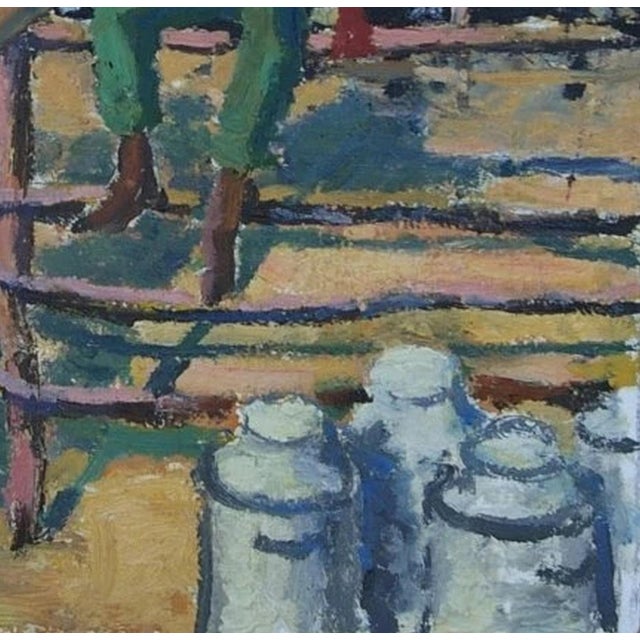 Soviet Collective Farm Oil Painting, Socialist Realism Art, 1970s 49,5-50 For Sale - Image 6 of 6