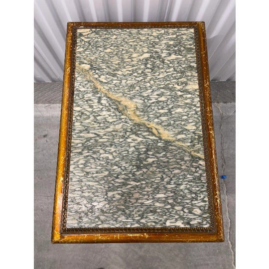 Mid-Century Modern 1920s Marble Top Side Table With Caned Shelves For Sale - Image 3 of 11