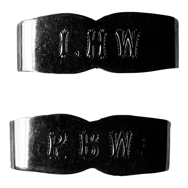 Mid-20th Century Sanborns Mexico Sterling Silver Napkin Rings — Engraved Monograms "l.h.w." & "r.b.w.", Nantucket Estate, - a Pair For Sale
