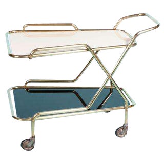 Mid-Century Brass Bar Cart, 1960s For Sale