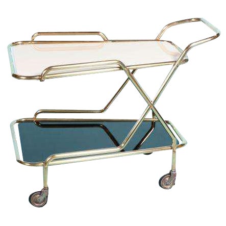 Mid-Century Brass Bar Cart, 1960s For Sale