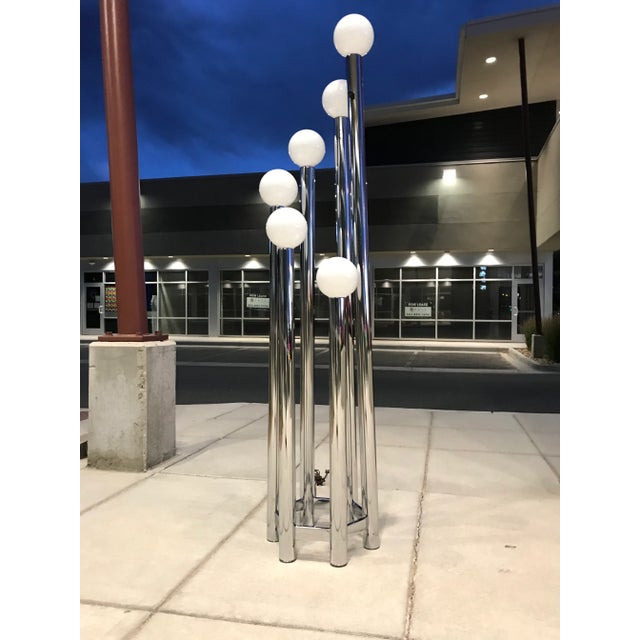 Metal Mid-Century Modern Chrome Tubular Floor Lamp From Lightolier For Sale - Image 7 of 13