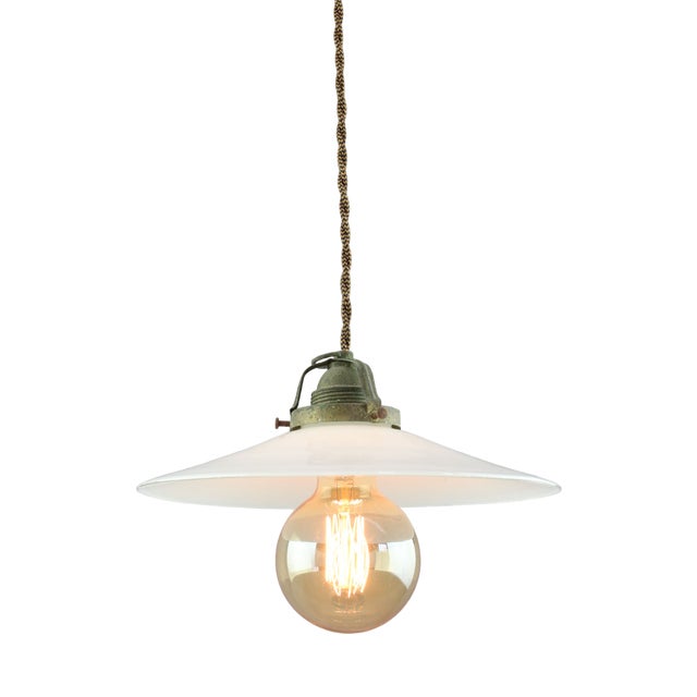 Mid-Century Italian Ceramic and Brass Pendant Lamp For Sale