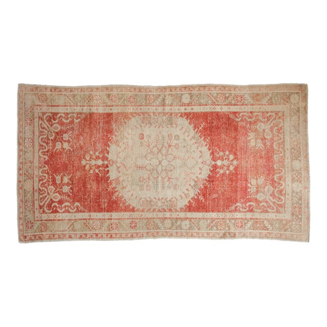 1960s Vintage Turkish Oushak Roundel Multicolor Wool Rug For Sale