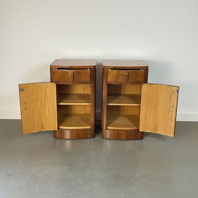 Brown Art Deco Walnut Burr Bedside Tables, Set of 2 For Sale - Image 8 of 15