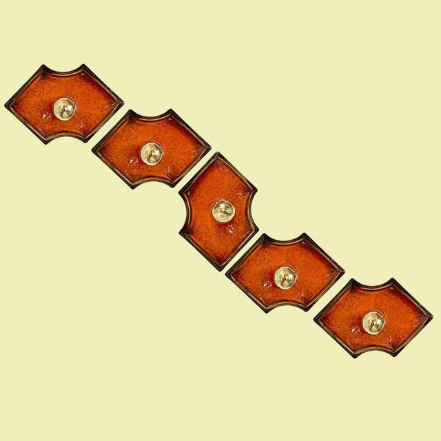 Orange and Brown Ceramic Wall Lights Keramik, Germany, 1970s For Sale - Image 10 of 16