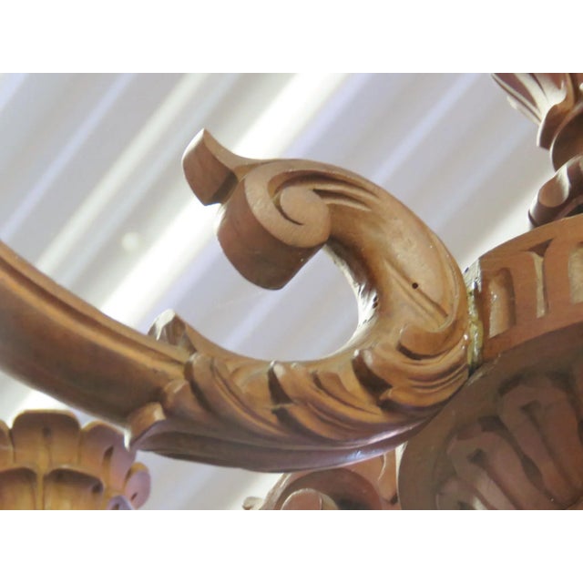 Rustic Antique Carved Walnut Chandelier For Sale - Image 3 of 5
