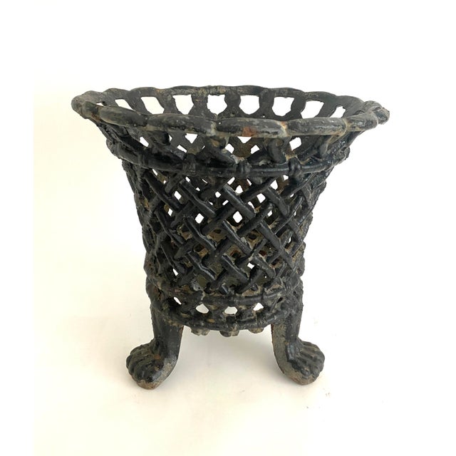Cast Iron Open Lattice Urn Planter For Sale - Image 4 of 7