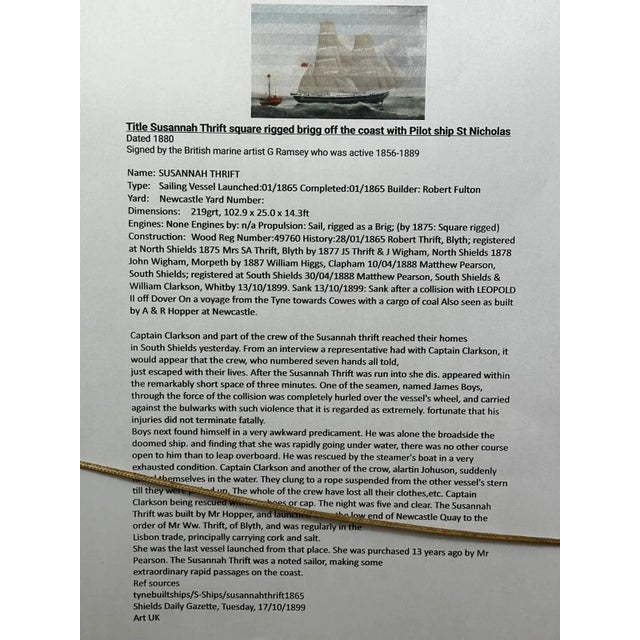 Victorian Maritime Painting Masterpiece Sailing Ship Susannah Thrift Brig With Pilot St Nicholas C1880 For Sale - Image 12 of 18