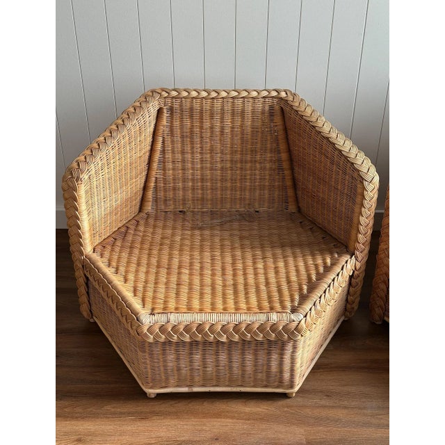Vintage Brown Jordan Braided Wicker Lounge Chairs, Pair For Sale - Image 15 of 18