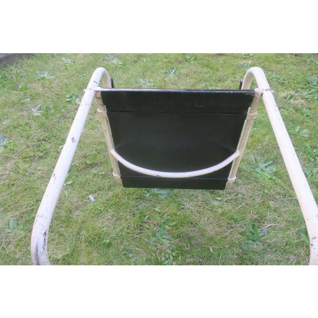 Black Mid-Century Iron and Wood Painted Garden Chairs, Set of 2 For Sale - Image 8 of 11