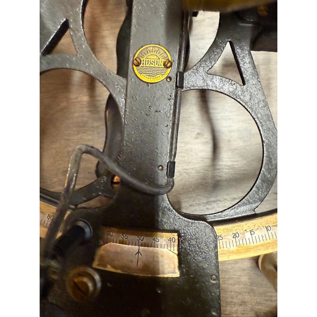 English Nautical Marine Sextant by H. Hughes, London 1944 Original Mahogany Box, No Key For Sale - Image 3 of 12