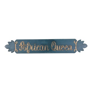 Vintage "African Queen" Boat Name Sign, Circa 1950s For Sale