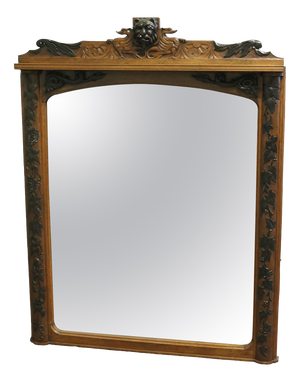 Large Carved Oak Wall Mirror