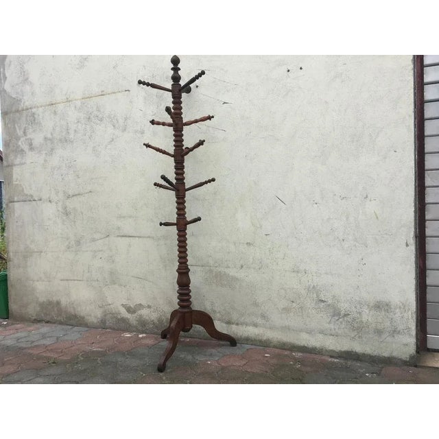 Brown Freestanding Wooden Coatstand, 1920s For Sale - Image 8 of 18