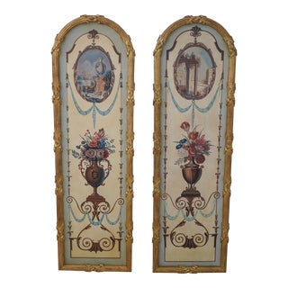 Pair Maitland Smith Neoclassical Decorative Wall Panels For Sale