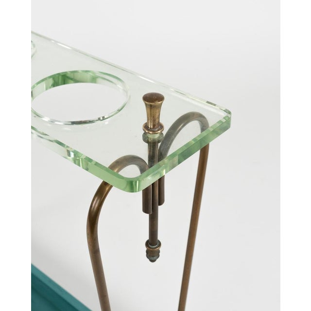Mid-Century Umbrella Stand in Brass and Glass attributed to Fontana Arte, Italy, 1950s For Sale - Image 14 of 17