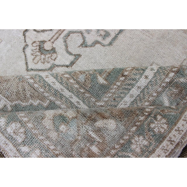 Vintage Turkish Oushak Rug With Pale Sage, Soft Taupe, and Ivory 6'4 X 11'2 For Sale - Image 11 of 11