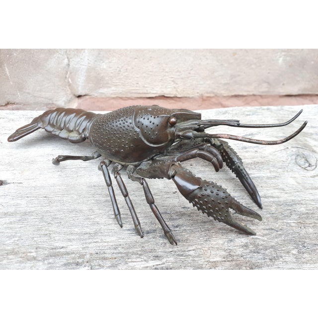 Japanese Meiji Era Artist, Jizai Okimono Sculpture of a Crayfish, 1890s, Bronze For Sale - Image 5 of 10