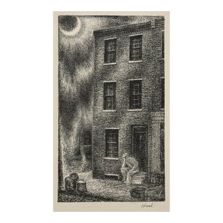 Richard Hood (1910-1995) - Futurist Man and the Moon, Signed (Etching, 1938)/Expressionist For Sale