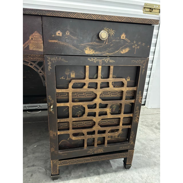 Drexel Heritage Drexel Heritage Chinoiserie Style Executive Desk For Sale - Image 4 of 12