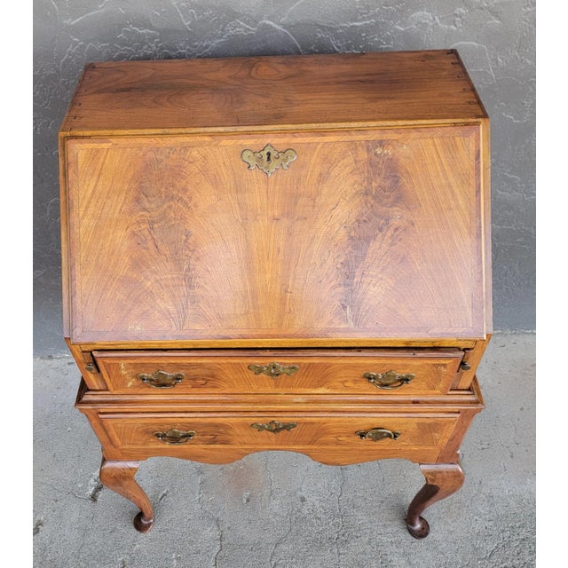 Antique Queen Anne Secretary Desk 19th Century For Sale - Image 4 of 18