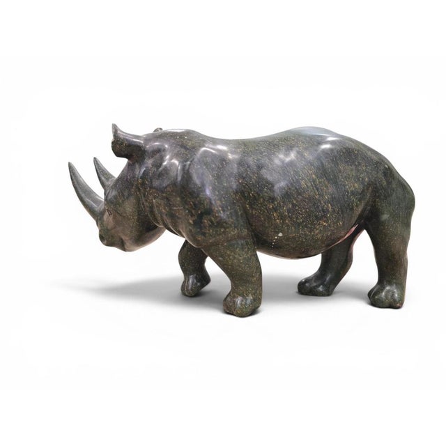 Serpentine Rhinoceros Sculpture by Lamelik, Zimbabwe, 1960s For Sale - Image 6 of 11