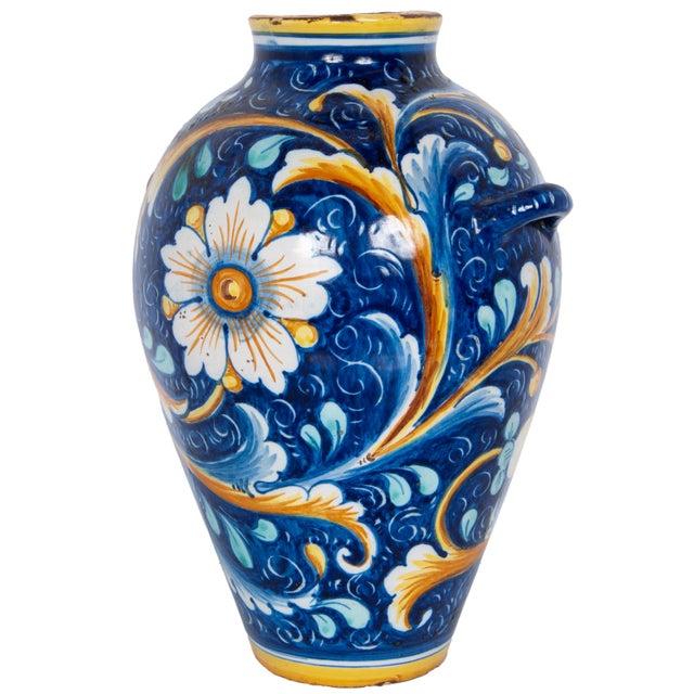 Pair Antique 18thC Italian Majolica Pottery Portrait Vases Apothecary Jars 1700 For Sale - Image 10 of 18