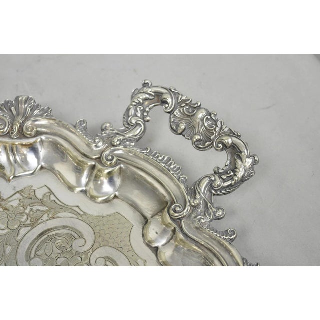 Antique Gorham English Victorian Silver Plated Scalloped Serving Platter Tray For Sale In Philadelphia - Image 6 of 18