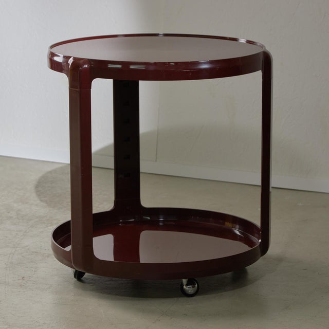 "This playful round bar & serving cart is elegant and classy, designed by Alberto Rosselli for Kartell in the 1970s. The...