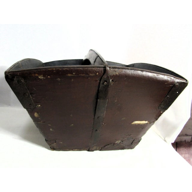 Wood Rustic Antique Chinese Rice Wedding Bucket Wood Basket For Sale - Image 7 of 14
