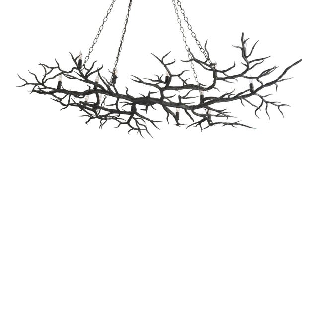 Currey & Company Rainforest Bronze Chandelier For Sale