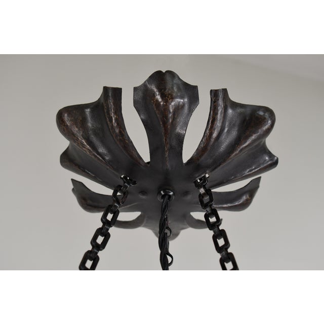 1920s French Art Deco Pendant Light by Daum & Majorelle - 1925 Cameo Chandelier France For Sale - Image 5 of 13