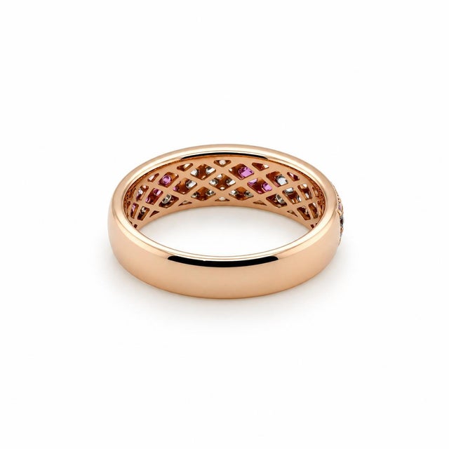 18k Rose Gold Ring With Pink Sapphires, Size 6.5 For Sale - Image 4 of 4