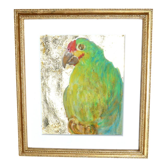 Parrot Chat - Contemporary Framed Pastel Drawing - Listed Artist Martha Holden For Sale