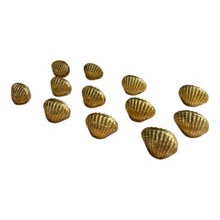 Vintage Brass Shell-Shaped Place Card / Card Holders - Set of 12 For Sale