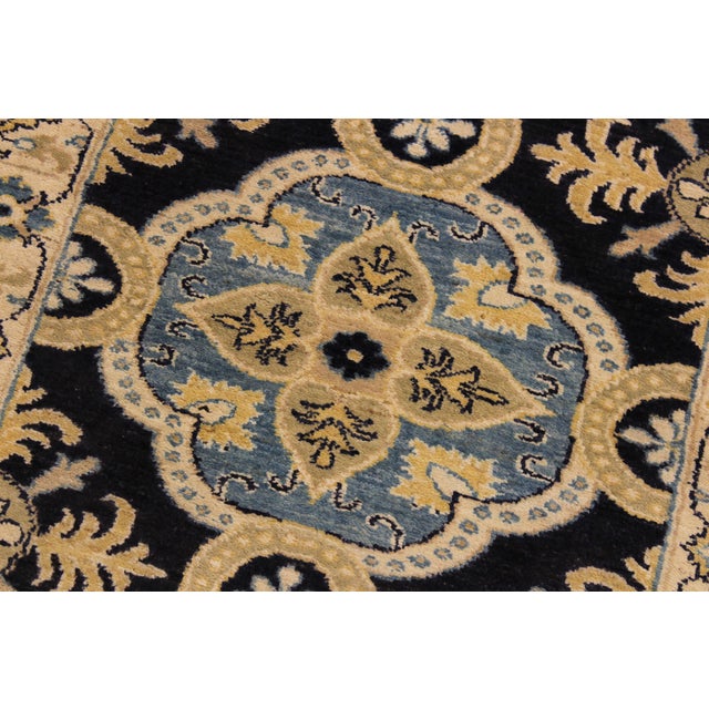 Shabby Chic Ziegler Blue/Ivory Wool Runner Rug- 2'7'' X 10'0'' For Sale In New York - Image 6 of 10