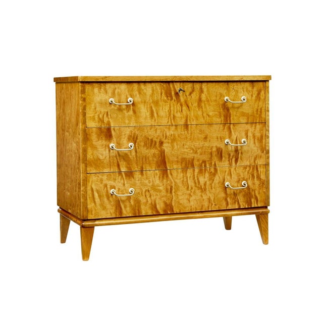 Mid-Century Scandinavian Tiger Birch Chest of Drawers, 1950 For Sale - Image 10 of 10