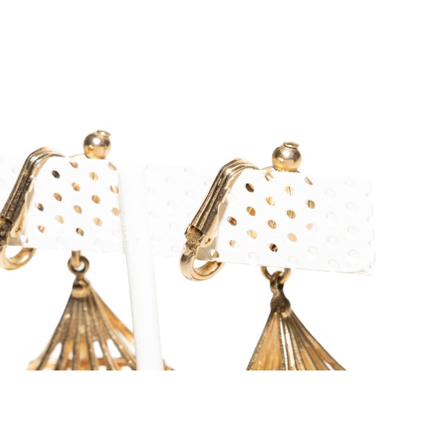 Vintage 1950's Napier Gold Filled Clip on Dangle Earrings, Pair For Sale In Miami - Image 6 of 12