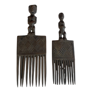 Hemba Wedding Combs W/Standing Couple Figures Congo