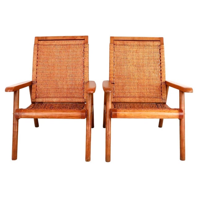 1960s 1960s Mexican Mid-Century Modern Woven Lounge Chairs - A Pair For Sale - Image 5 of 5